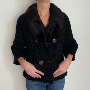 VINTAGE 1960's Mohair Mink double breasted pea coat